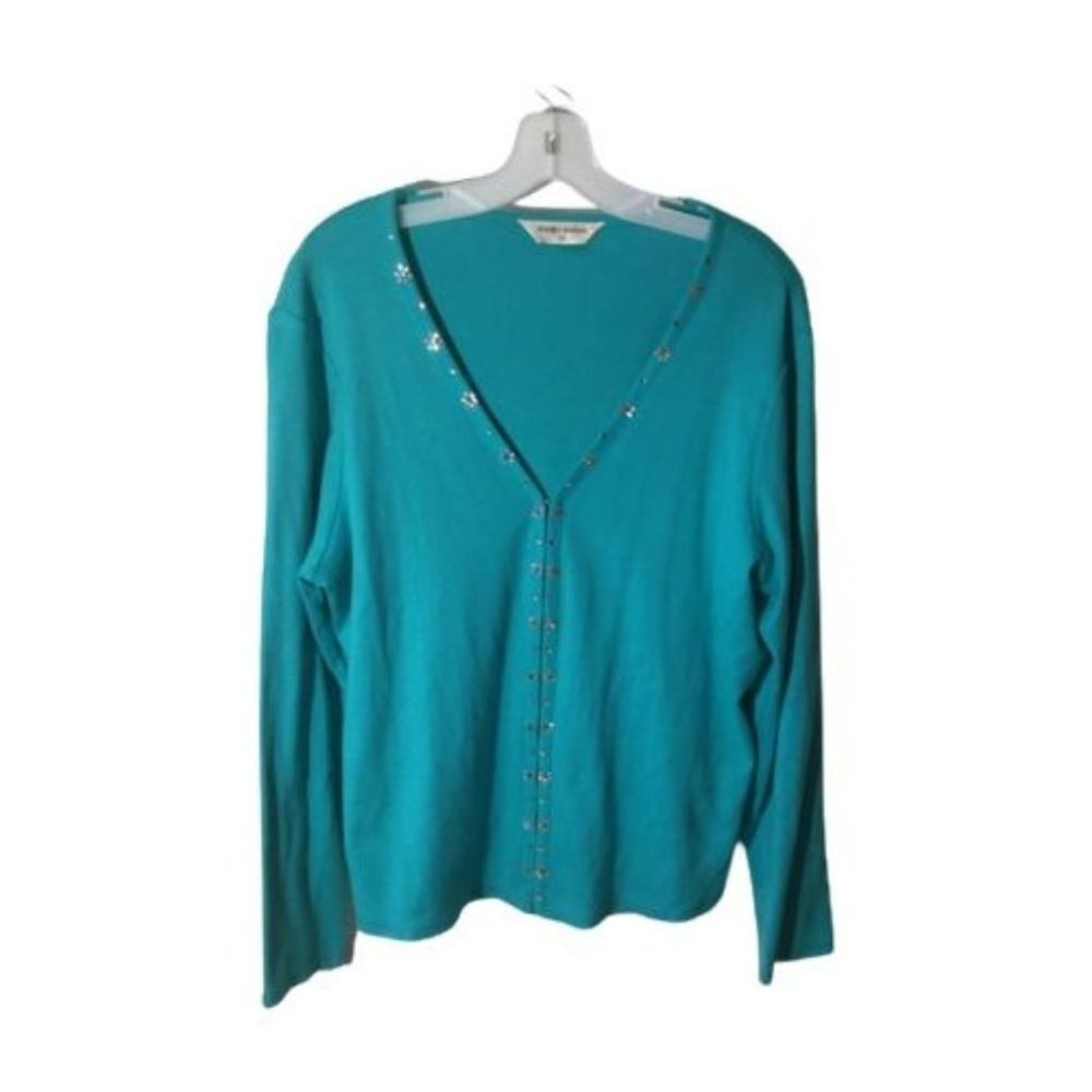 Vintage Dorothy Perkins Women's Long Sleeve Cardigan Sweater Green Size 20